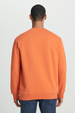 Regular Fit Normal Kesim %100 Pamuk Sıfır Yaka Sweatshirt - Orange-L80XTJBH (görsel 5)