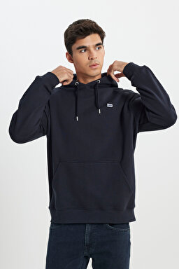 Regular Fit Normal Kesim %100 Pamuk Kapüşonlu Şardonlu Siyah Sweatshirt - Black-L80YRY01 (görsel 2)