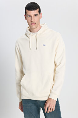 Regular Fit Normal Kesim %100 Pamuk Kapüşonlu Şardonlu Kırık Beyaz Sweatshirt - Off White-L80YRY102 (görsel 2)