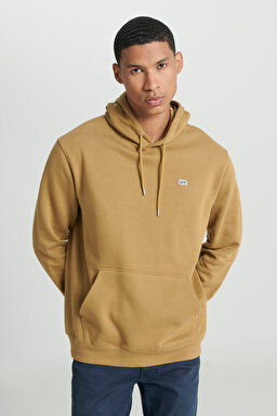 Regular Fit Normal Kesim %100 Pamuk Kapüşonlu İçi Polarlı Hardal Sweatshirt - Tumbleweed-L80YRY84 (görsel 3)