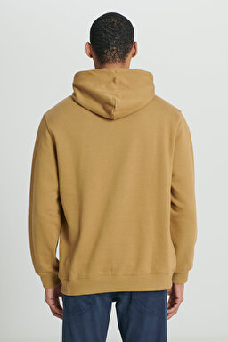 Regular Fit Normal Kesim %100 Pamuk Kapüşonlu İçi Polarlı Hardal Sweatshirt - Tumbleweed-L80YRY84 (görsel 6)