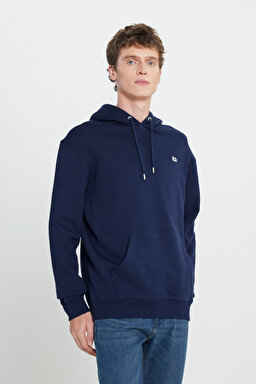 Regular Fit Normal Kesim %100 Pamuk Kapüşonlu Şardonlu Koyu Lacivert Sweatshirt - Emperor Navy-L80YRYA67