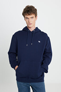 Regular Fit Normal Kesim %100 Pamuk Kapüşonlu Şardonlu Koyu Lacivert Sweatshirt - Emperor Navy-L80YRYA67 (görsel 2)