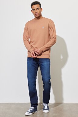 Regular Fit Normal Kesim %100 Pamuk Bisiklet Yaka Tarçın Sweatshirt - Cider-L81IFWA08 (görsel 4)