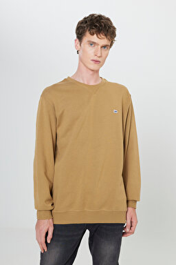 Regular Fit Normal Kesim %100 Pamuk Bisiklet Yaka Şardonlu Sweatshirt - Ammonite-L81IRY85 (görsel 2)