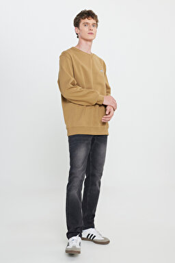 Regular Fit Normal Kesim %100 Pamuk Bisiklet Yaka Şardonlu Sweatshirt - Ammonite-L81IRY85 (görsel 3)