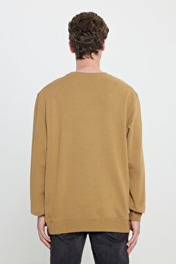 Regular Fit Normal Kesim %100 Pamuk Bisiklet Yaka Şardonlu Sweatshirt - Ammonite-L81IRY85 (görsel 5)