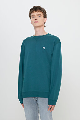 Regular Fit Normal Kesim %100 Pamuk Bisiklet Yaka Şardonlu Sweatshirt - Esmeralda-L81IRY96