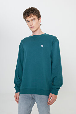 Regular Fit Normal Kesim %100 Pamuk Bisiklet Yaka Şardonlu Sweatshirt - Esmeralda-L81IRY96 (görsel 4)
