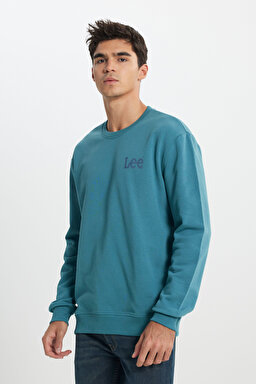 Regular Fit Normal Kesim %100 Pamuk Bisiklet Yaka Turkuaz Sweatshirt - Eden-L81MRFA64 (görsel 2)
