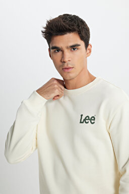 Regular Fit Normal Kesim %100 Pamuk Bisiklet Yaka Ekru Sweatshirt - Ecru-L81MRFNQ (görsel 4)