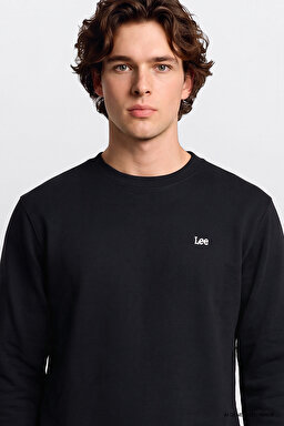 Regular Fit Normal Kesim Bisiklet Yaka %100 Pamuk İçi Polarlı Sweatshirt - Black-L82IRY100 (görsel 4)