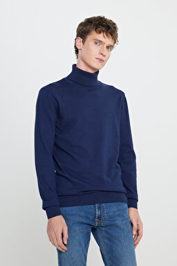 Regular Fit Normal Kesim %100 Pamuk Balıkçı Yaka Lacivert Tirko Kazak - Sky Captain-L83CKFHY
