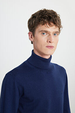 Regular Fit Normal Kesim %100 Pamuk Balıkçı Yaka Lacivert Tirko Kazak - Sky Captain-L83CKFHY (görsel 4)
