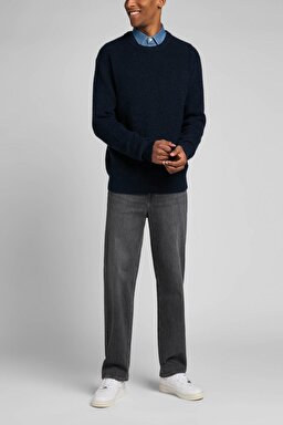 Regular Fit Normal Kesim Bisiklet Yaka İndigo Triko Kazak - Mood Indigo-L83ZDD61 (görsel 2)