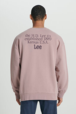 Loose Fit Rahat Kesim %100 Pamuk Bisiklet Yaka Şardonlu Sweatshirt - Purple Storm-L84ITJ70 (görsel 5)