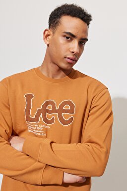 Regular Fit Normal Kesim %100 Pamuk Bisiklet Yaka Karamel Sweatshirt - Caramel-L84QTJ99 (görsel 2)