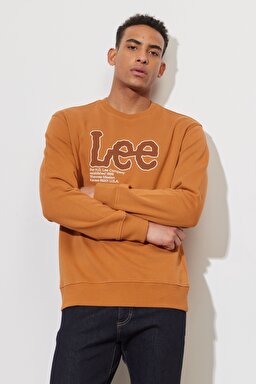 Regular Fit Normal Kesim %100 Pamuk Bisiklet Yaka Karamel Sweatshirt - Caramel-L84QTJ99 (görsel 3)