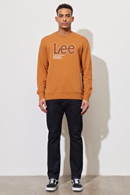 Regular Fit Normal Kesim %100 Pamuk Bisiklet Yaka Karamel Sweatshirt - Caramel-L84QTJ99 (görsel 4)
