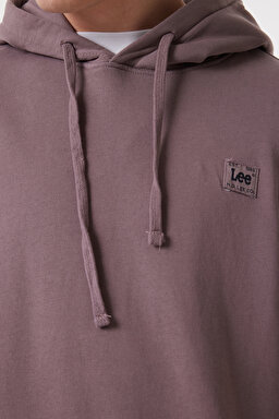 Loose Fit Rahat Kesim %100 Pamuk Kapüşonlu Şardonlu Sweatshirt - Purple Storm-L84WTJ70 (görsel 4)