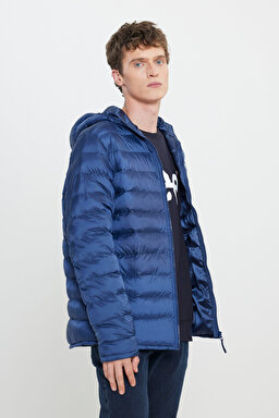 Regular Fit Normal Kesim Kapüşonlu Yaka Lacivert Şişme Ceket - Navy-L87HSZ35 (görsel 2)