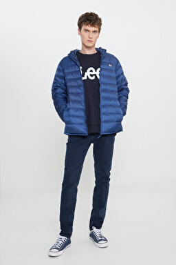 Regular Fit Normal Kesim Kapüşonlu Yaka Lacivert Şişme Ceket - Navy-L87HSZ35 (görsel 3)