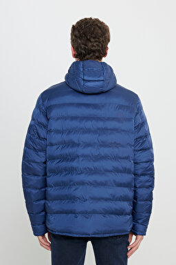 Regular Fit Normal Kesim Kapüşonlu Yaka Lacivert Şişme Ceket - Navy-L87HSZ35 (görsel 5)