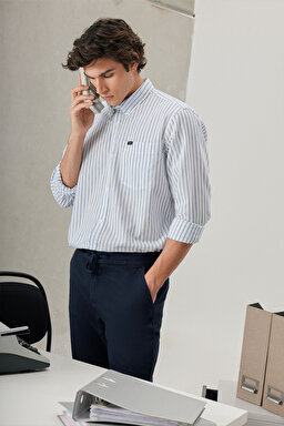 Regular Fit Normal Kesim %100 Pamuk Beyaz Gömlek - Bright White-L880201934LJ (görsel 2)