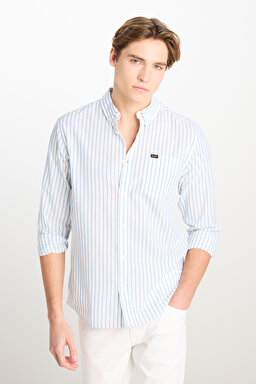 Regular Fit Normal Kesim %100 Pamuk Beyaz Gömlek - Bright White-L880201934LJ (görsel 4)