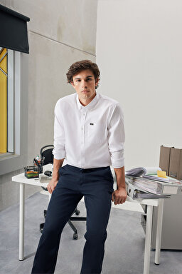 Regular Fit Normal Kesim %100 Pamuk Uzun Kollu Gömlek - White-L880JK12