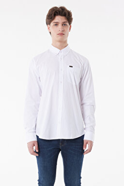 Regular Fit Normal Kesim %100 Pamuk Uzun Kollu Gömlek - White-L880JK12 (görsel 4)