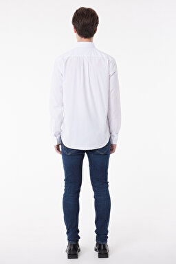 Regular Fit Normal Kesim %100 Pamuk Uzun Kollu Gömlek - White-L880JK12 (görsel 6)