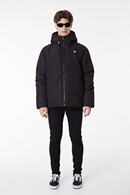 Regular Fit Normal Kesim Kapüşonlu Siyah Şişme Mont - Black-L88BNY01 (görsel 2)