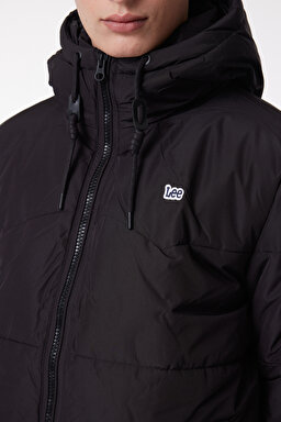 Regular Fit Normal Kesim Kapüşonlu Siyah Şişme Mont - Black-L88BNY01 (görsel 4)