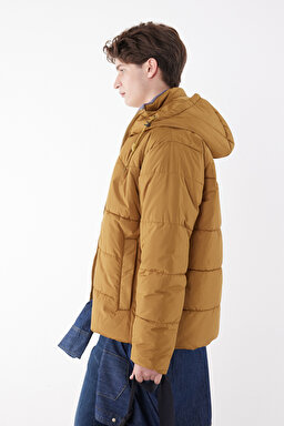 Regular Fit Normal Kesim Kapüşonlu Hardal Şişme Mont - Mustard-L88BNY210 (görsel 3)