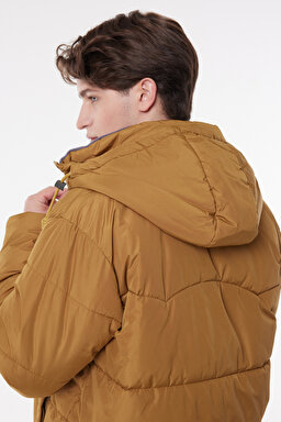 Regular Fit Normal Kesim Kapüşonlu Hardal Şişme Mont - Mustard-L88BNY210 (görsel 4)