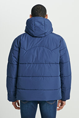 Regular Fit Normal Kesim Kapüşonlu Lacivert Şişme Mont - Navy-L88BNY35 (görsel 9)