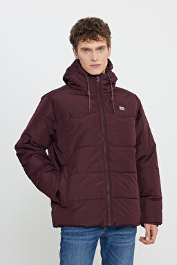 Regular Fit Normal Kesim Kapüşonlu Bordo Şişme Mont - Bordoeux-L88BNY800