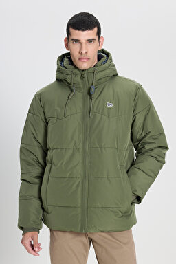 Regular Fit Normal Kesim Kapüşonlu Yeşil Şişme Mont - Olive Grove-L88BNYA61 (görsel 3)