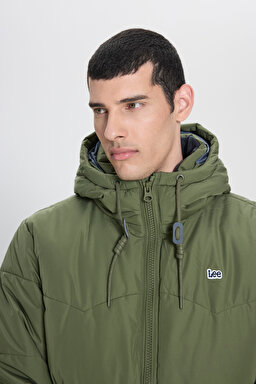 Regular Fit Normal Kesim Kapüşonlu Yeşil Şişme Mont - Olive Grove-L88BNYA61 (görsel 7)