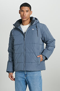 Regular Fit Normal Kesim Kapüşonlu Gri Şişme Mont - Taint Grey-L88BNYA66 (görsel 2)