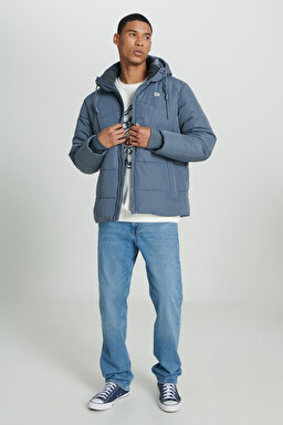 Regular Fit Normal Kesim Kapüşonlu Gri Şişme Mont - Taint Grey-L88BNYA66 (görsel 3)
