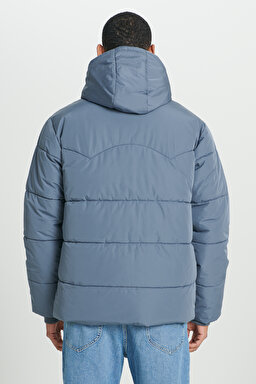 Regular Fit Normal Kesim Kapüşonlu Gri Şişme Mont - Taint Grey-L88BNYA66 (görsel 5)