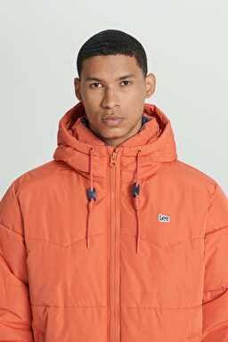Regular Fit Normal Kesim Kapüşonlu Turuncu Şişme Mont - Orange-L88BNYBH (görsel 6)