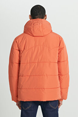 Regular Fit Normal Kesim Kapüşonlu Turuncu Şişme Mont - Orange-L88BNYBH (görsel 8)