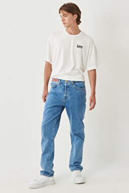 STBA Erkek Relaxed Loose Fit %100 Pamuk Yüksek Bel Açık Mavi Jean Kot Pantolon - Light Blue-L906012404 (görsel 2)