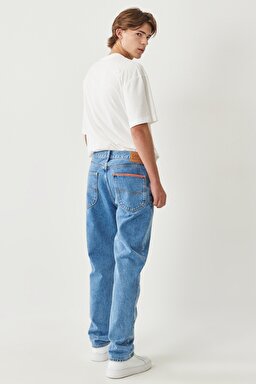STBA Erkek Relaxed Loose Fit %100 Pamuk Yüksek Bel Açık Mavi Jean Kot Pantolon - Light Blue-L906012404 (görsel 7)