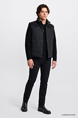Regular Fit Normal Kesim Çift Kullanımlı Deve Tüyü Şişme Yelek - Black-LD507064001 (görsel 2)