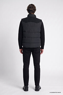 Regular Fit Normal Kesim Çift Kullanımlı Deve Tüyü Şişme Yelek - Black-LD507064001 (görsel 5)