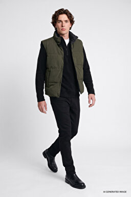 Regular Fit Normal Kesim Çift Kullanımlı Deve Tüyü Şişme Yelek - Black-LD507064001 (görsel 7)